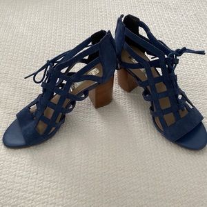Blue micro suede lace up heel. Excellent condition. Barely worn.